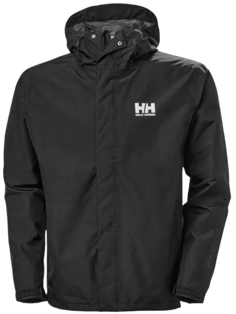 Helly Hansen Black Hooded Rain Jacket with White HH Logo